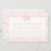 Schattige roze strik preppy boek voor baby shower  kaart (Voorkant)