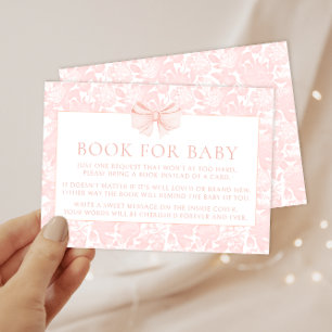 Schattige roze strik preppy boek voor baby shower kaart