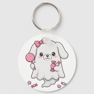 Schattige Roze Strik Snoep Geest Halloween Sticker Sleutelhanger