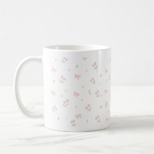 Schattige Roze Strik & Tulp Naadloos Patroon Coq Koffiemok