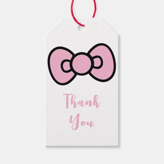 Schattige Roze Strik Whimsisch  Cadeaulabel (Voorkant)