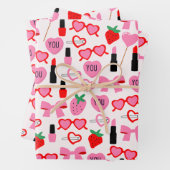 Schattige roze strikken inpakpapier vel (In situ)