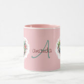 Schattige Roze Succulent Hart Monogram Valentijnsd Mok (Midden)