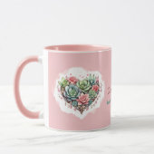 Schattige Roze Succulent Hart Monogram Valentijnsd Mok (Links)