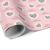 Schattige roze succulent hart Valentijnsdag Cadeaupapier (Rol Hoek)