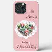 Schattige roze succulent hart Valentijnsdag Case-Mate iPhone Case (Achterkant)