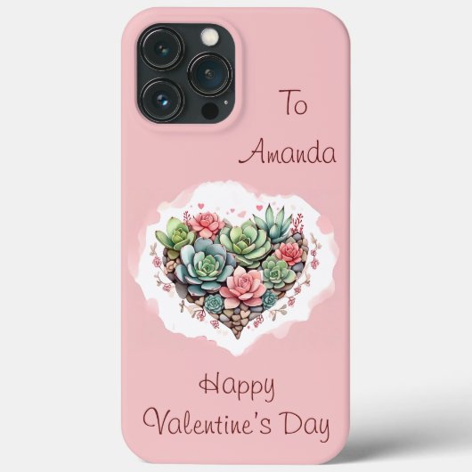 Schattige roze succulent hart Valentijnsdag Case-Mate iPhone Case (Achterkant)