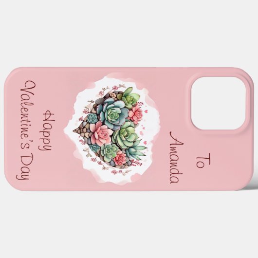 Schattige roze succulent hart Valentijnsdag Case-Mate iPhone Case (Achterkant (horizontaal))