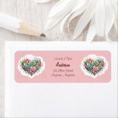 Schattige roze succulent hart Valentijnsdag Etiket (Insitu)