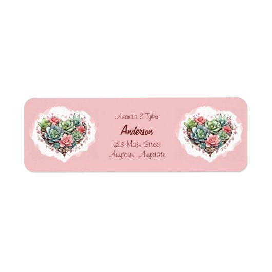 Schattige roze succulent hart Valentijnsdag Etiket (Voorkant)