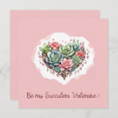 Schattige roze succulent hart Valentijnsdag Feestdagenkaart (Voorkant / Achterkant)