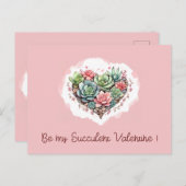 Schattige roze succulent hart Valentijnsdag Feestdagenkaart (Voorkant / Achterkant)