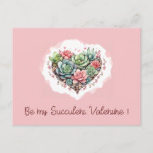 Schattige roze succulent hart Valentijnsdag