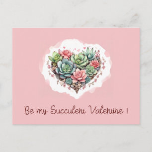 Schattige roze succulent hart Valentijnsdag Feestdagenkaart