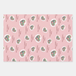 Schattige roze succulent hart Valentijnsdag Inpakpapier Vel