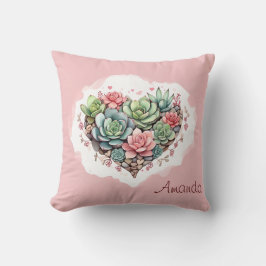 Schattige roze succulent hart Valentijnsdag Kussen