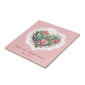 Schattige roze succulent hart Valentijnsdag Tegeltje (Zijkant)
