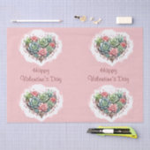 Schattige roze succulent hart Valentijnsdag Tissuepapier (Craft)