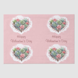 Schattige roze succulent hart Valentijnsdag Tissuepapier