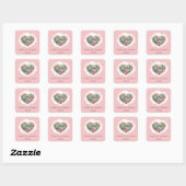 Schattige roze succulent hart Valentijnsdag Vierkante Sticker (Vel)