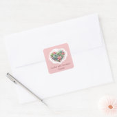 Schattige roze succulent hart Valentijnsdag Vierkante Sticker (Envelop)