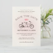 Schattige Roze Tandem Fiets Kaart (Staand voorkant)