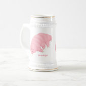 Schattige roze tardigrade waterbeer cartoon bierpul (Voorkant links)