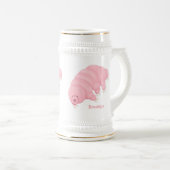 Schattige roze tardigrade waterbeer cartoon bierpul (Voorkant rechts)