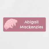 Schattige roze tardigrade waterbeer gepersonalisee labels (Design 2)