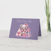 Schattige roze Teddy Dochter Kerstmis Kaart (Voorkant)