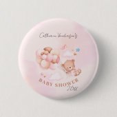 Schattige roze teddybeer Baby shower Ronde Button 5,7 Cm (Voorkant)