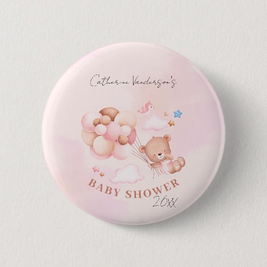 Schattige roze teddybeer Baby shower Ronde Button 5,7 Cm (Voorkant)