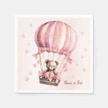 Schattige roze teddybeer hete luchtballon mooi