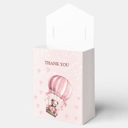 Schattige Roze Teddybeer Hete Luchtballonpartij Bedankdoosjes (Geopend)