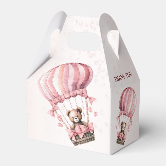 Schattige Roze Teddybeer Hete Luchtballonpartij Bedankdoosjes (Achterkant)
