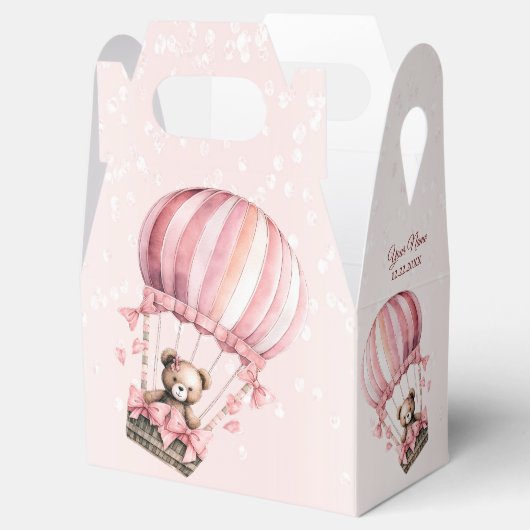 Schattige Roze Teddybeer Hete Luchtballonpartij Bedankdoosjes (Geopend)