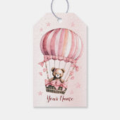 Schattige Roze Teddybeer Hete Luchtballonpartij Cadeaulabel (Achterkant)