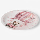 Schattige Roze Teddybeer Hete Luchtballonpartij Papieren Bordje (Gekanteld)