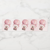 Schattige Roze Teddybeer Hete Luchtballonpartij Waterfles Etiket (Enkel label)