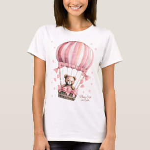 Schattige roze teddybeer heteluchtballon elegant t-shirt