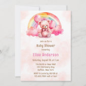 Schattige Roze Teddybeer met Regenboog Meisje Baby Kaart (Voorkant)
