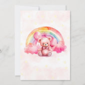 Schattige Roze Teddybeer met Regenboog Meisje Baby Kaart (Achterkant)