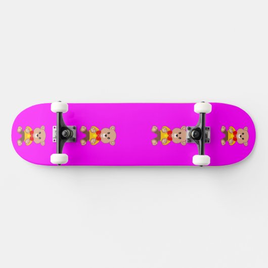 Schattige Roze Teddybeer Skateboard (Horizontaal)