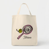 Schattige roze tennisracket grote supermarkt canva tote bag (Voorkant)