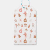 Schattige roze thema kerst cadeaulabel (Voorkant)