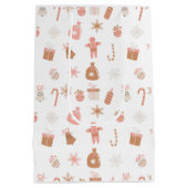 Schattige roze thema kerst medium cadeauzakje (Achterkant)