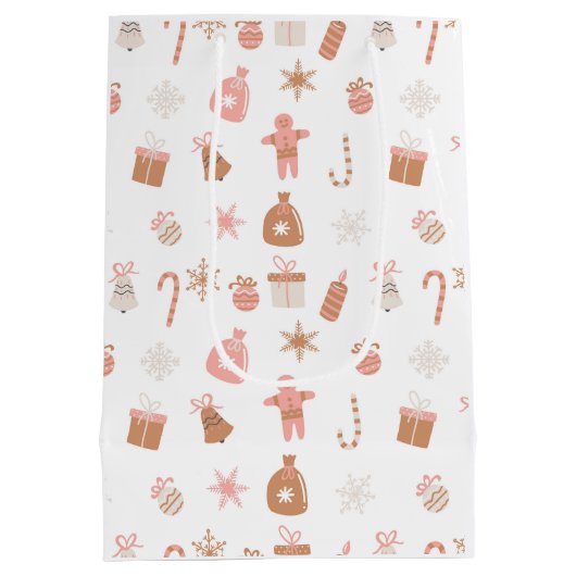 Schattige roze thema kerst medium cadeauzakje (Achterkant)