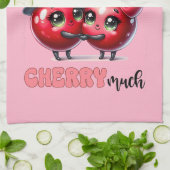 Schattige roze trendy rode kersenpaar theedoek (Gevouwen)