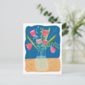 Schattige roze tulp bloemig briefkaart (Staand voorkant)