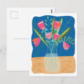 Schattige roze tulp bloemig briefkaart (Voorkant / Achterkant)